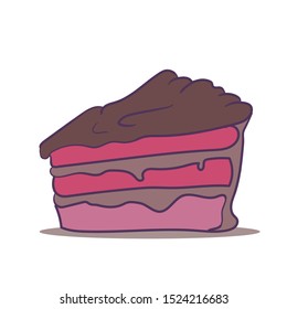 Piece of cake vector hand drawn illustration. Stylish treat isolated pictures.