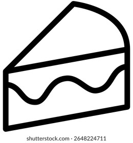 piece of cake vector icon in black outline style 