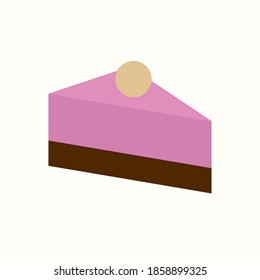 Piece of cake vector icon flat color style or pattern, decoration, logotype, kids menu, shop. Illustration 10 eps