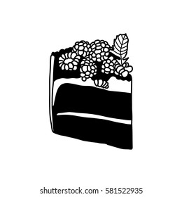 Piece of cake, vector illustration, desert, tasty food, cake