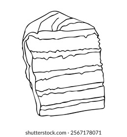 Piece of cake. Vector illustration in doodle style isolated on white background.