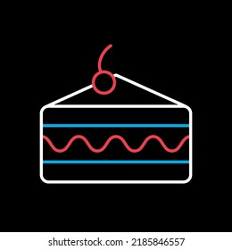 Piece of cake vector isolated on black background icon. Fast food sign. Graph symbol for cooking web site and apps design, logo, app, UI