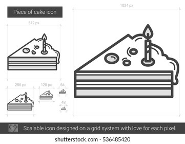 Pieza de icono de línea vectorial de pastel aislado en fondo blanco. Un icono de la línea del pastel para infografía, sitio web o aplicación. Icono escalable diseñado en un sistema de cuadrícula.