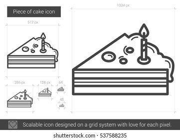 Piece of cake vector line icon isolated on white background. Piece of cake line icon for infographic, website or app. Scalable icon designed on a grid system.