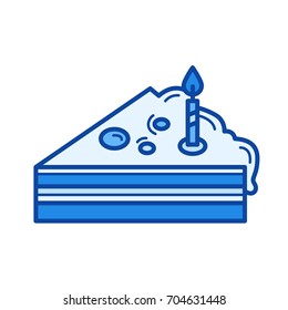 Piece of cake vector line icon isolated on white background. Piece of cake line icon for infographic, website or app. Blue icon designed on a grid system.