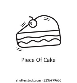 Piece of Cake vector outline Icon Design illustration. New Year Symbol on White background EPS 10 File