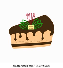 a piece of cake a work of art. a sign with the inscription happy birthday