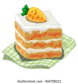 A piece of carrot cake. Vector illustration.