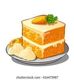 A piece of carrot cake. Vector illustration.