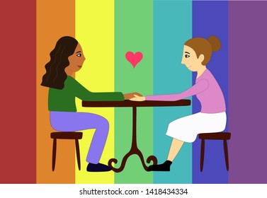 A piece celebrating pride month. Two women in love living their lives.