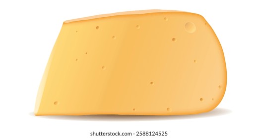 A piece of cheddar cheese isolated on white background graphic illustration.