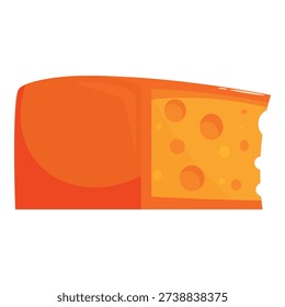 Piece of cheese with a bite taken out, representing concepts of snacking, food, and dairy products