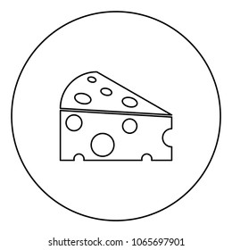 Piece cheese black icon in circle