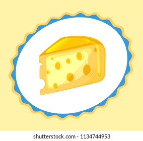 Piece of cheese. Cartoon design. Vector illustration.