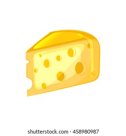 A piece of cheese. Cartoon icon. Isolated object on a white background. Vector illustration.