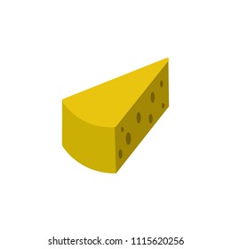 piece of cheese colored illustration. Element of colored food icon for mobile concept and web apps. Detailed piece of cheese icon can be used for web and mobile on white background