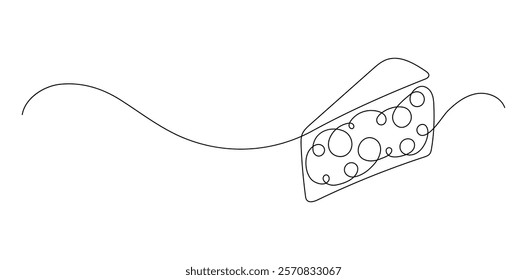 Piece of cheese. Continuous line drawing. 