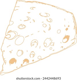 Piece of cheese drawing doodle food design.