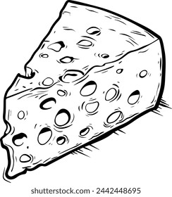 Piece of cheese drawing doodle food design.