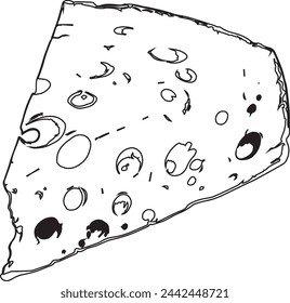 Piece of cheese drawing doodle food design.