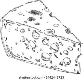 Piece of cheese drawing doodle food design.