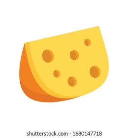 Piece of cheese flat icon. Vector Piece of cheese in flat style isolated on white background. Element for web, game and advertising