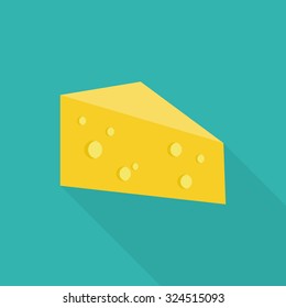 Piece cheese in a flat style of  the long shadow
