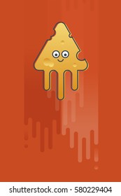 Piece of cheese in the form of a monster, made in flat style