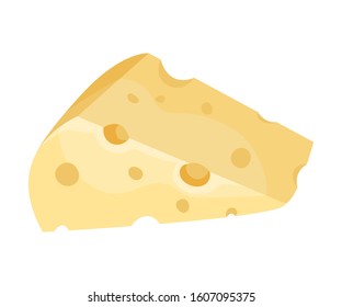 Piece of Cheese, Fresh Dairy Product, Culinary Ingredient Vector Illustration