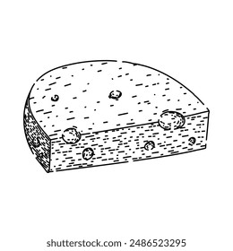 piece cheese hand drawn. healthy black, cheddar camembert, wood slice piece cheese vector sketch. isolated black illustration