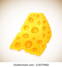 Piece of cheese with holes. Eps 10