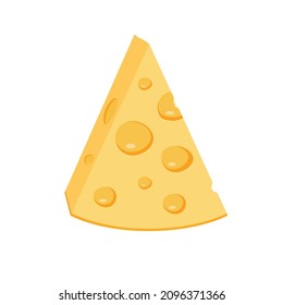 A piece of cheese with holes. Simple flat design. Isolated on white background vector illustration.