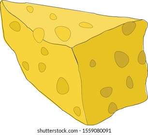 Piece of cheese.  Cheese with hole.Vector image.