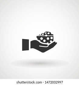Piece Of Cheese In A Human Hand. Hand holding a piece of cheese, vector illustration design