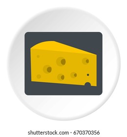 Piece of cheese icon in flat circle isolated vector illustration for web
