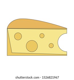 piece of cheese icon image over white background, colorful design. vector illustration