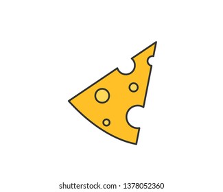 Piece of cheese. Cheese icon isolated vector illustration on white transparent background