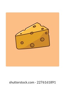 Piece of cheese. Cheese icon isolated vector illustration on yellow background