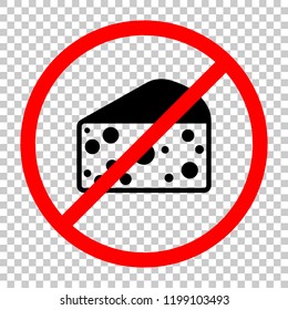 piece of cheese icon. Not allowed, black object in red warning sign with transparent background