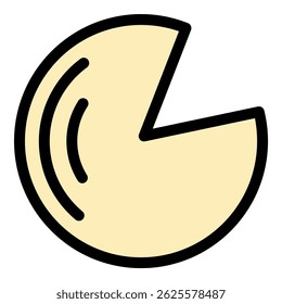 Pedazo de icono de queso. Esquema de la pieza de Vector de queso de color plano aislado