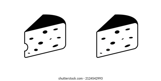 Piece of cheese icon or symbol. texture of the cheese with holes. Vector fresh yellow food or snacks background. Breakfast banner. Cheese month. Cartoon block or part.