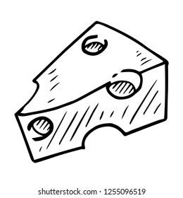 Piece of cheese icon. Vector illustration of cheese. Hand drawn cartoon piece of cheese.