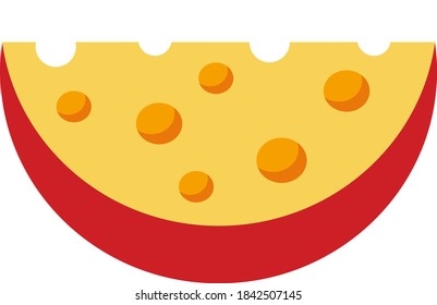 Icono de un trozo de queso, ilustración vectorial aislada en un fondo blanco