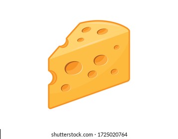 Stück Käsesymbol Käsesymbol isoliert auf einem gelben Hintergrund. Gelber Käse mit Löchern Symbol Vektor