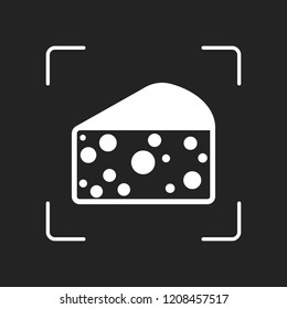 piece of cheese icon. White object in camera autofocus on dark background