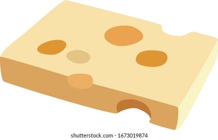 Piece of cheese, illustration, vector on white background.