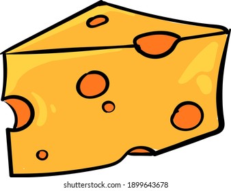 Piece of cheese, illustration, vector on a white background.