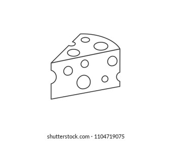 piece of cheese isolated line icon on  white background, top view