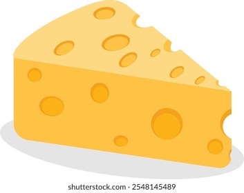 Un pedazo de queso. Pedazo de queso aislado sobre fondo blanco. Ilustración vectorial. Vector.