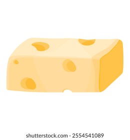 Piece of cheese isolated on white background. Tasty slice of fresh cheese. Cheese icon. Realistic vector illustration